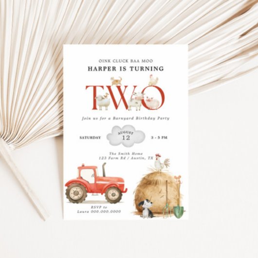 Boerderij Barnyard tweede verjaardag Kaart