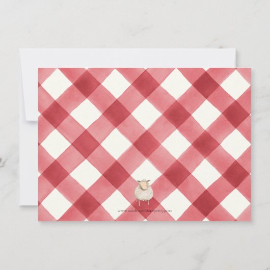 Boerderij Barnyard Verjaardag rode cheque Foto Bedankkaart (Achterkant)