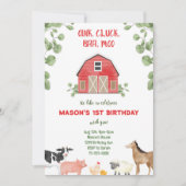 Boerderij Barnyard Verjaardagsfeestuitnodiging Kaart (Voorkant)