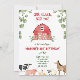 Boerderij Barnyard Verjaardagsfeestuitnodiging Kaart