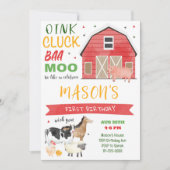 Boerderij Barnyard Verjaardagsuitnodiging Kaart (Voorkant)