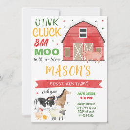 Boerderij Barnyard Verjaardagsuitnodiging Kaart