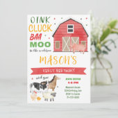 Boerderij Barnyard Verjaardagsuitnodiging Kaart (Staand voorkant)