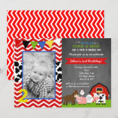 Boerderij Barnyard Verjaardagsuitnodigingen Kaart (Voorkant / Achterkant)