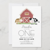 Boerderij Barnyard White Gender-neutraal 1e verjaa Kaart (Voorkant)
