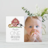 Boerderij Barnyard White Gender-neutraal 1e verjaa Kaart (Staand voorkant)