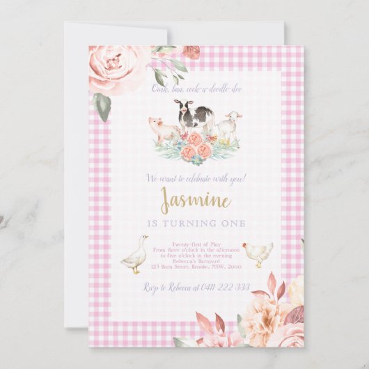 Boerderij Baryard Birthday Girl Uitnodiging (Voorkant)