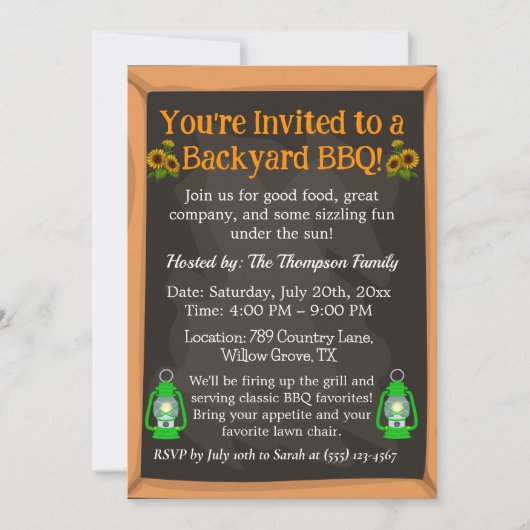 Boerderij BBQ Uitnodiging – Rustieke Lantaarn Ontw (Voorkant)