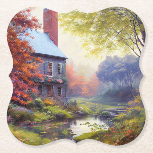 Boerderij/beek/bossen/schilderen Kartonnen Onderzetters