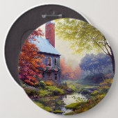 Boerderij/beek/bossen/schilderen Ronde Button 6,0 Cm (Voorkant /achterkant)