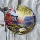 Boerderij/beek/bossen/schilderen Ronde Button 6,0 Cm (In situ)