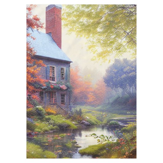 Boerderij/beek/bossen/schilderen Tafelkleed (Voorkant)