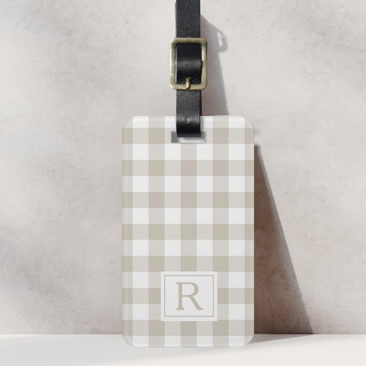 Boerderij Beige Buffalo Check Monogram Bagagelabel