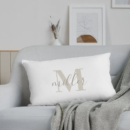 Boerderij Beige Buffalo Plaid Familienaam Monogram Kussen