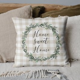 Boerderij Beige Buffalo Plaid Home Sweet Home Kussen