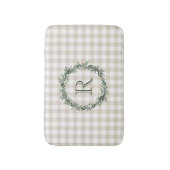 Boerderij Beige Buffalo Plaid Krans Initiaal Badmat (Voorkant Verticaal)