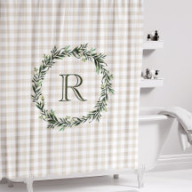 Boerderij Beige Buffalo Plaid Krans Monogram