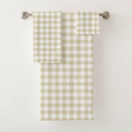 Boerderij Beige en White Gingham Plaid Bad Handdoek