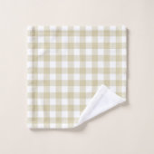 Boerderij Beige en White Gingham Plaid Bad Handdoek (Wasdoekje)