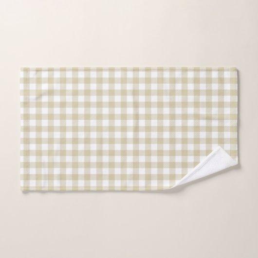 Boerderij Beige en White Gingham Plaid Bad Handdoek (Handdoek)
