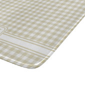 Boerderij Beige en witte Gingham Plaid Monogram Snijplank (Hoek)