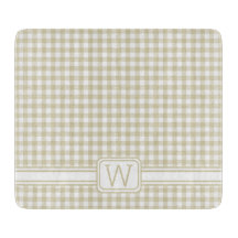 Boerderij Beige en witte Gingham Plaid Monogram