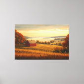 Boerderij bij zonsopgang met Rolling Hills Canvas Afdruk (Voorkant)