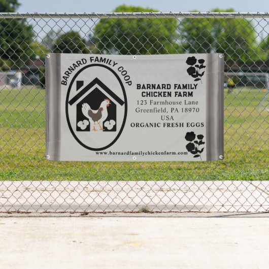 Boerderij biologische verse eieren kip grijs spandoek (Insitu)