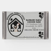 Boerderij biologische verse eieren kip grijs spandoek (Horizontaal)