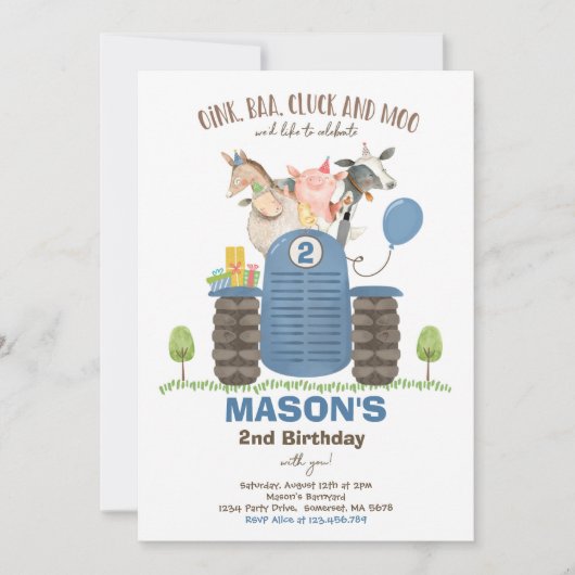 Boerderij Birthday Boy Old MacDonald Barnyard Part Kaart (Voorkant)