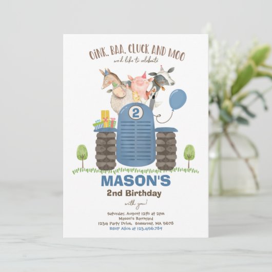 Boerderij Birthday Boy Old MacDonald Barnyard Part Kaart (Staand voorkant)