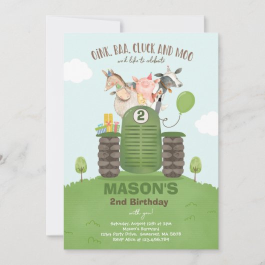 Boerderij Birthday Boy Old MacDonald Barnyard Part Kaart (Voorkant)