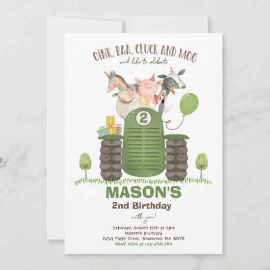 Boerderij Birthday Boy Old MacDonald Barnyard Part Kaart (Voorkant)