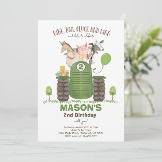 Boerderij Birthday Boy Old MacDonald Barnyard Part Kaart (Staand voorkant)