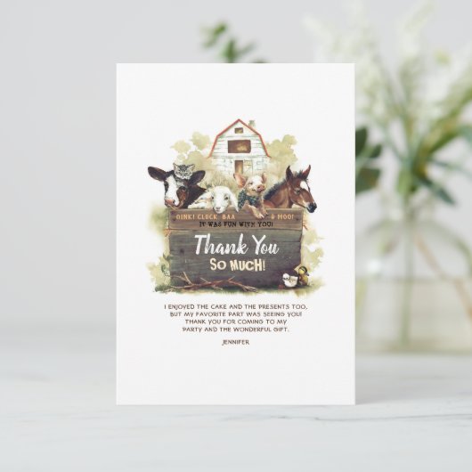 Boerderij Birthday Dank je wel Bedankkaart (Staand voorkant)