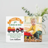 Boerderij Birthday Foto van de herfst Pumpkin Trac Bedankkaart (Staand voorkant)