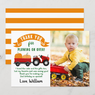 Boerderij Birthday Foto van de herfst Pumpkin Trac Bedankkaart