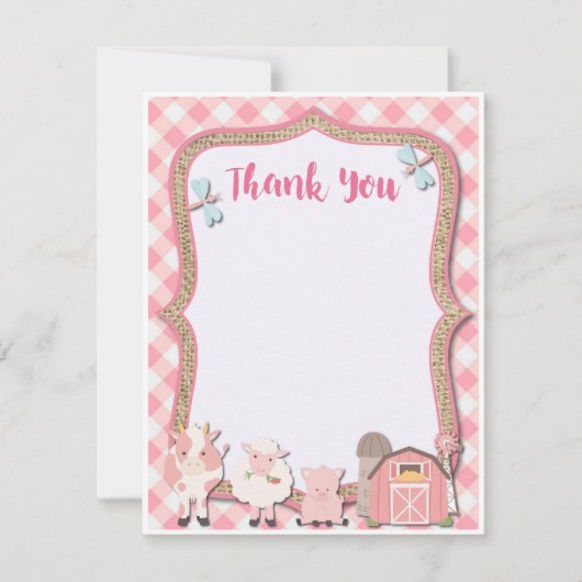 Boerderij Birthday Hartelijk dank Bedankkaart (Voorkant)
