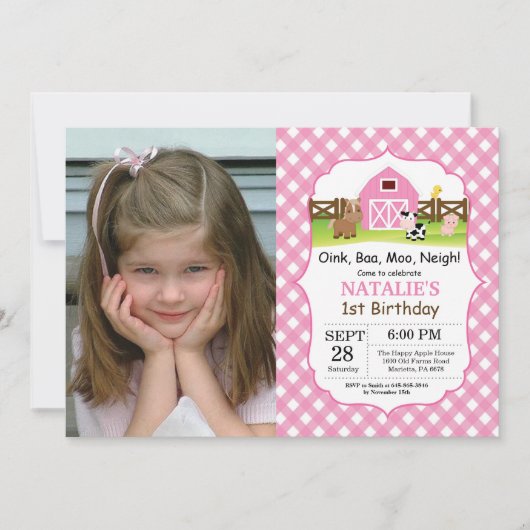 Boerderij Birthday Invitation Barnyard Party Kaart (Voorkant)