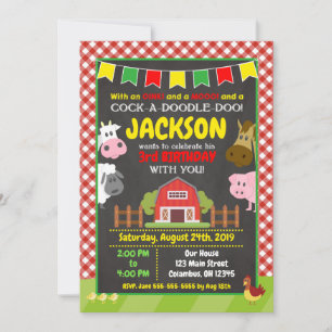 Boerderij Birthday Invitation / Barnyard Party Kaart