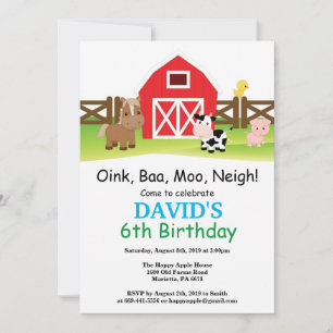 Boerderij Birthday Invitation Barnyard Party Kaart