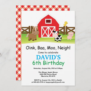 Boerderij Birthday Invitation Barnyard Party Kaart