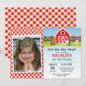 Boerderij Birthday Invitation Barnyard Party Kaart (Voorkant / Achterkant)
