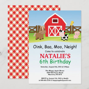 Boerderij Birthday Invitation Barnyard Party Kaart