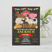 Boerderij Birthday Invitation / Barnyard Party Kaart (Staand voorkant)