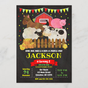 Boerderij Birthday Invitation / Barnyard Party Kaart