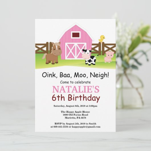 Boerderij Birthday Invitation Barnyard Party Kaart (Staand voorkant)