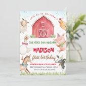 Boerderij Birthday Invitation, Boy Barn Party Kaart (Staand voorkant)