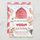 Boerderij Birthday Invitation, Boy Barn Party Kaart (Voorkant / Achterkant)
