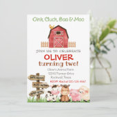 Boerderij Birthday Invitation, Boy Boerderij Invit Kaart (Staand voorkant)